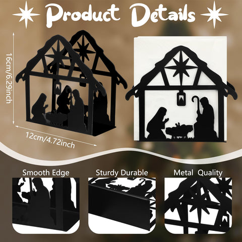 Nuogo nativity napkin holder highlights nativity scene for elegant Christmas dining.