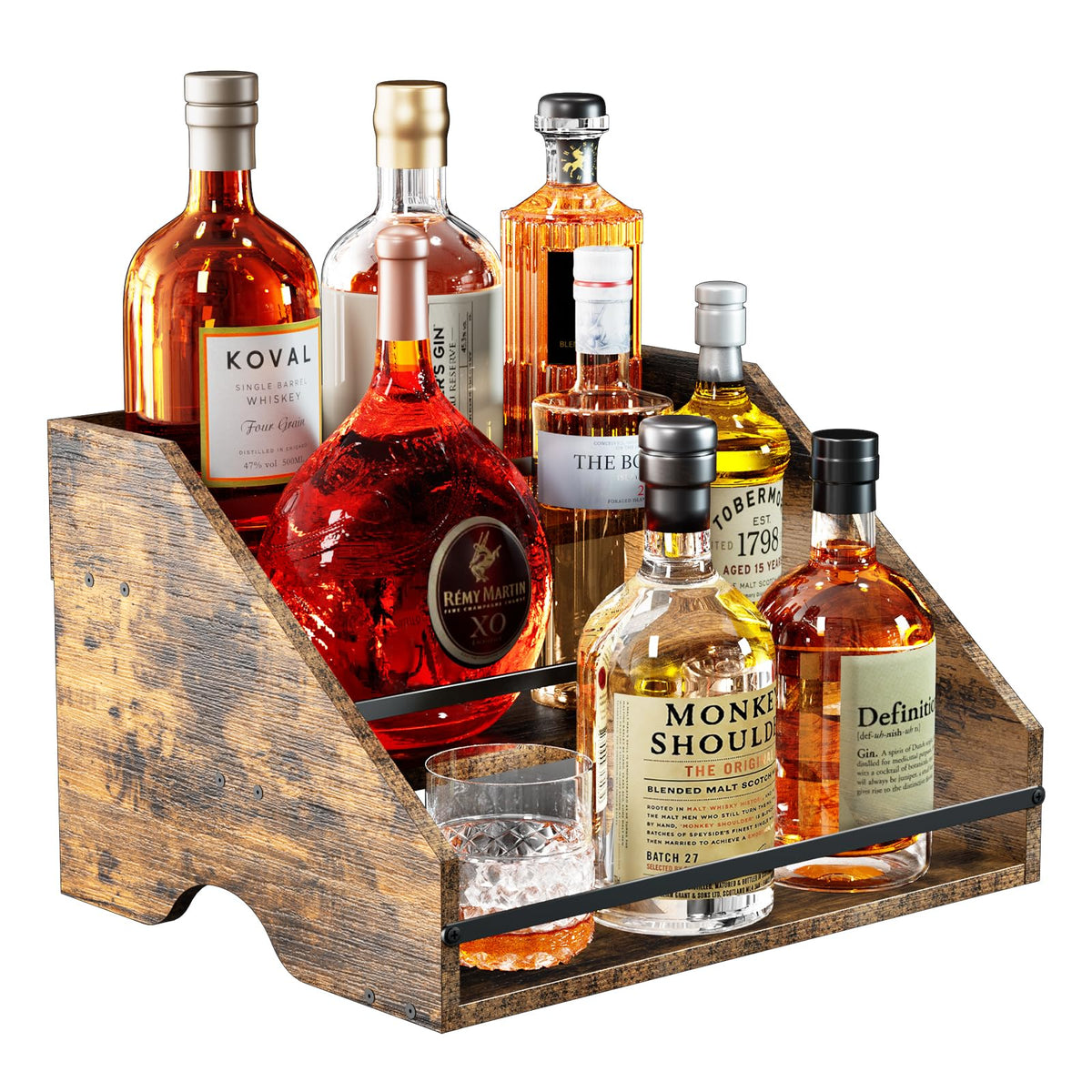 Nuovoware liquor bottle display shelf for a stylish home bar