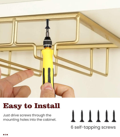 Nuovoware wine glass hanger supports various cup shapes securely.