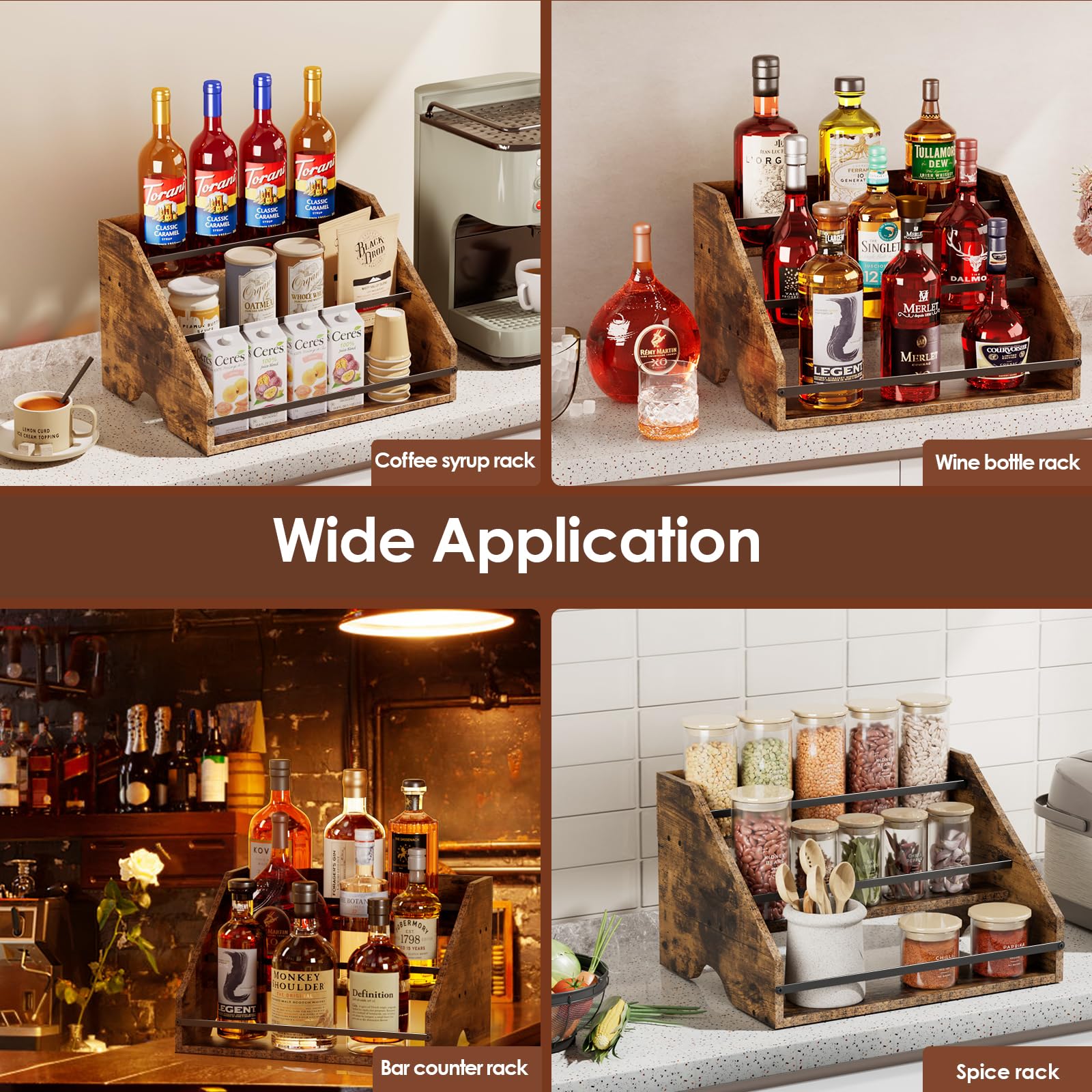 Nuovoware wooden bar stand blends rustic aesthetics with sturdy bottle support