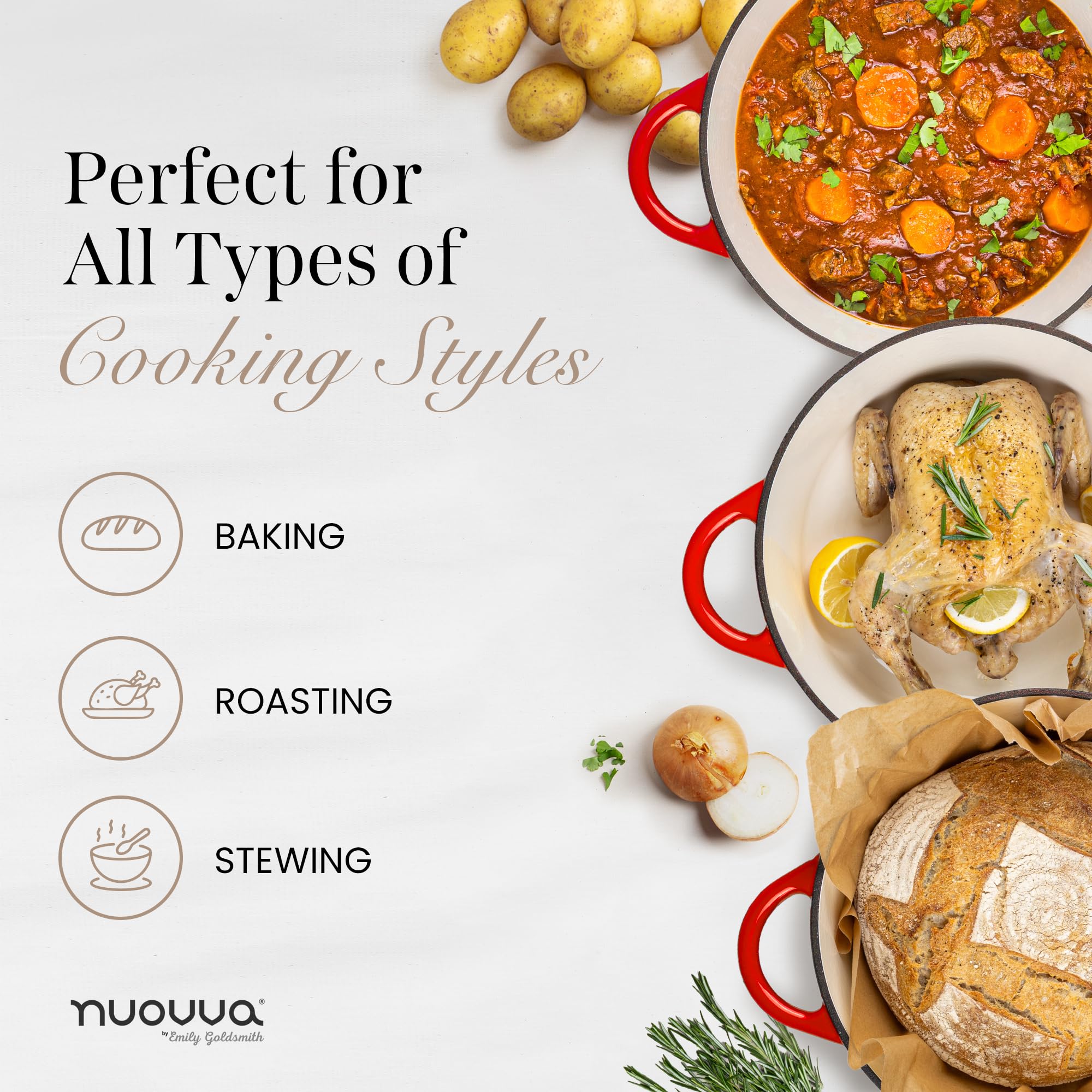 Nuovva bread baking ready dutch oven helps achieve crusty loaves.