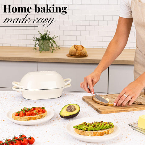 Nuovva bread pot cream in 24x16cm, side view for sourdough