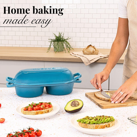 Nuovva double loaf pan enables flexible batch baking.