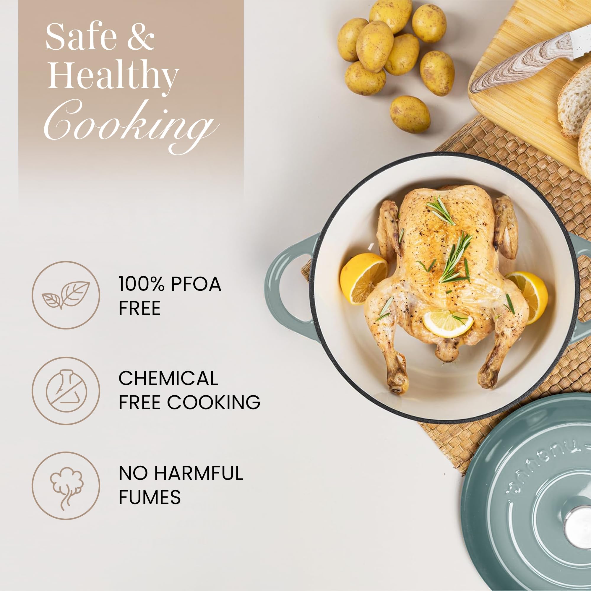 Nuovva Dutch oven for braising and oven finishing