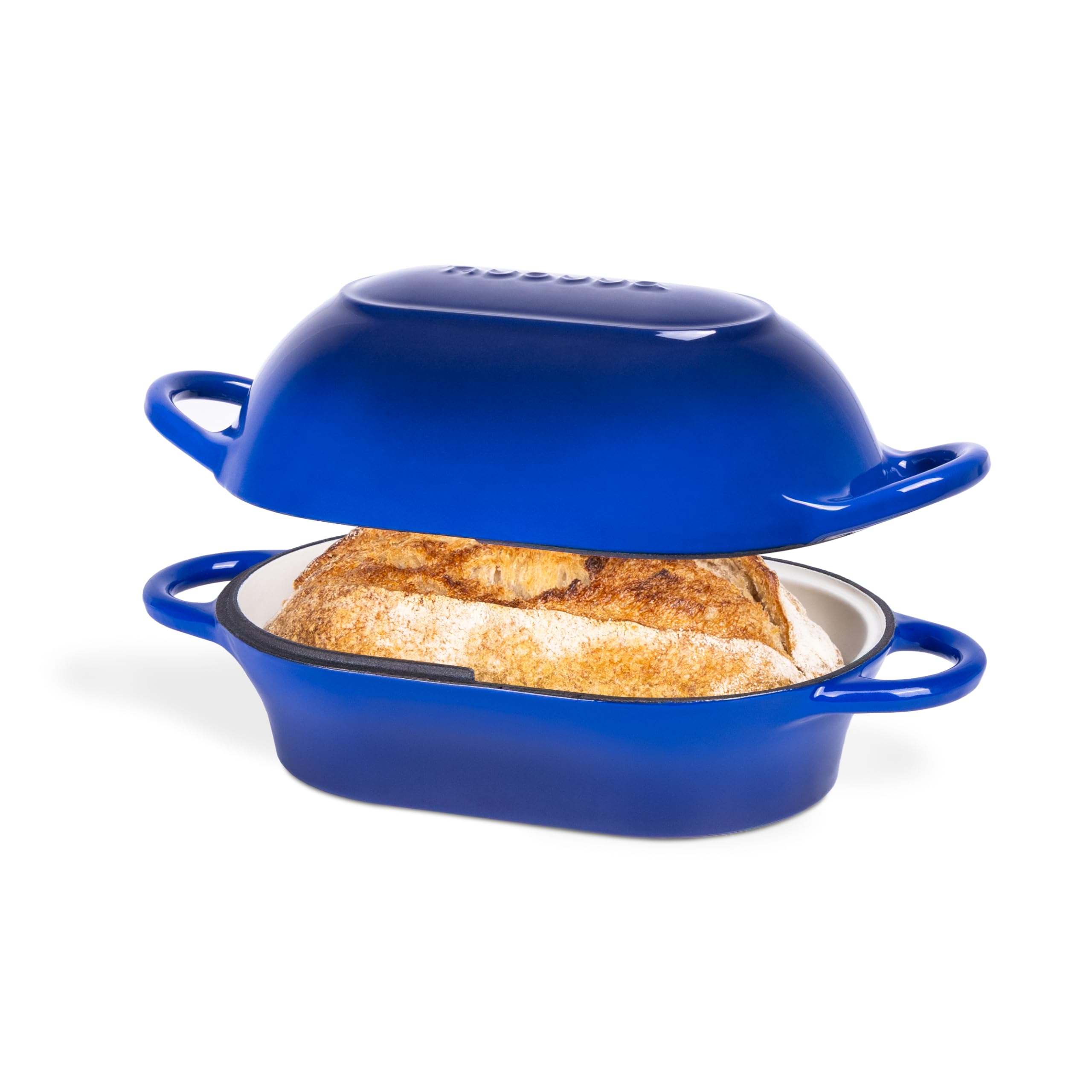 Nuovva enamelled cast iron loaf pan with even heat for bread.