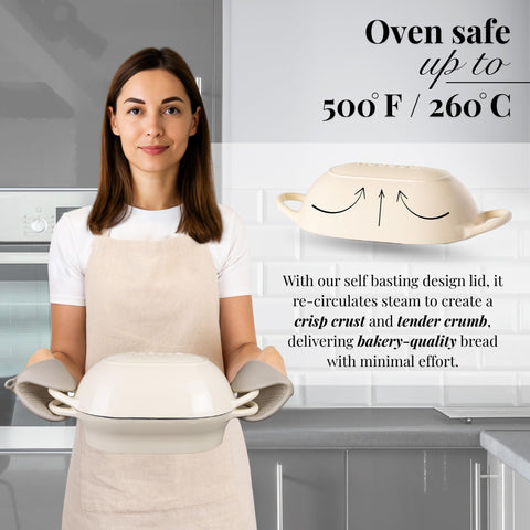 Nuovva Dutch oven interior enamel in cream for easy release