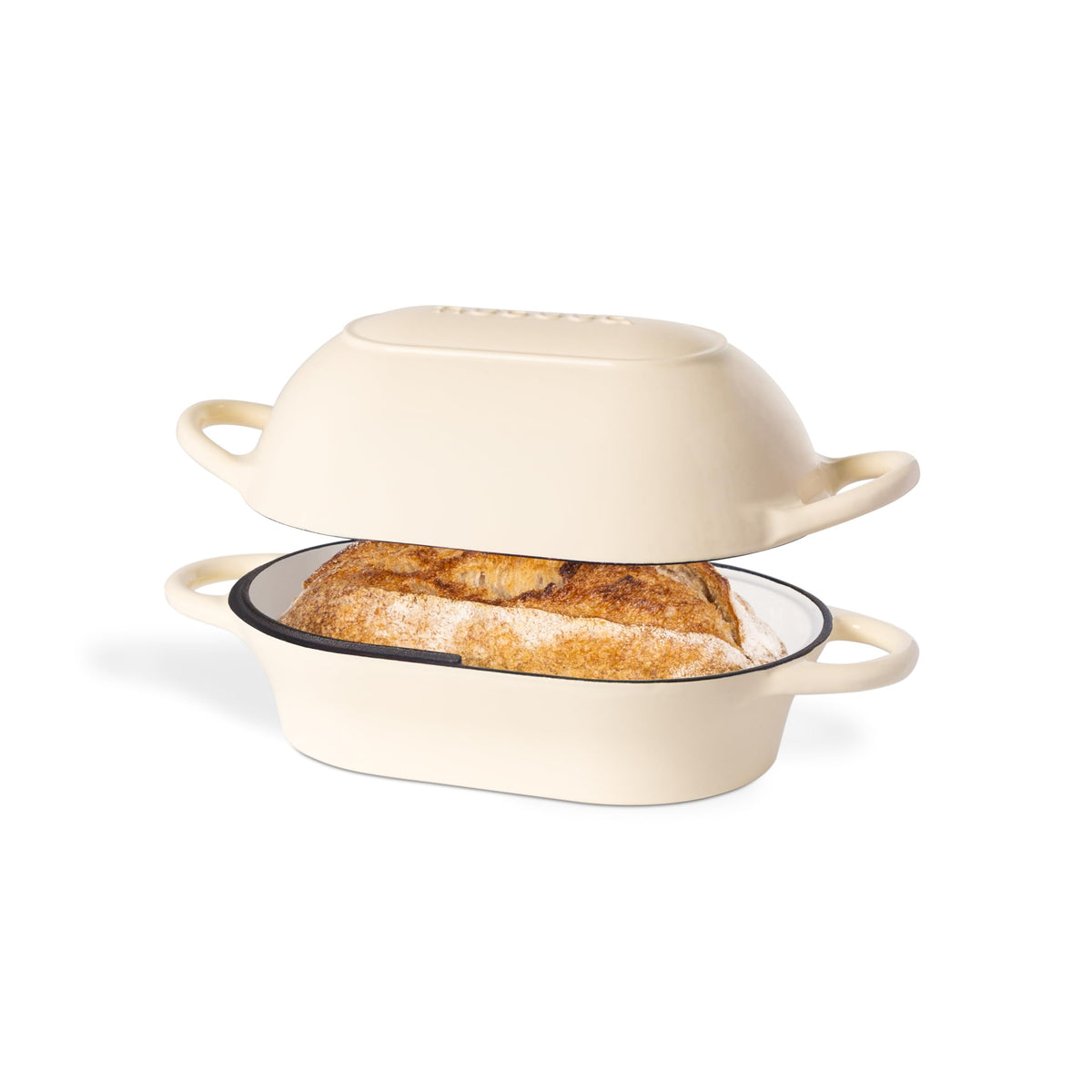 Nuovva cream Dutch oven front view, ideal for even sourdough baking