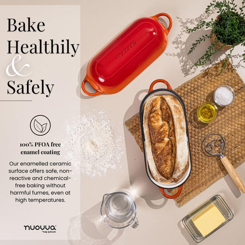 Nuovva enamelled pan cleans easily thanks to smooth enamel surface.