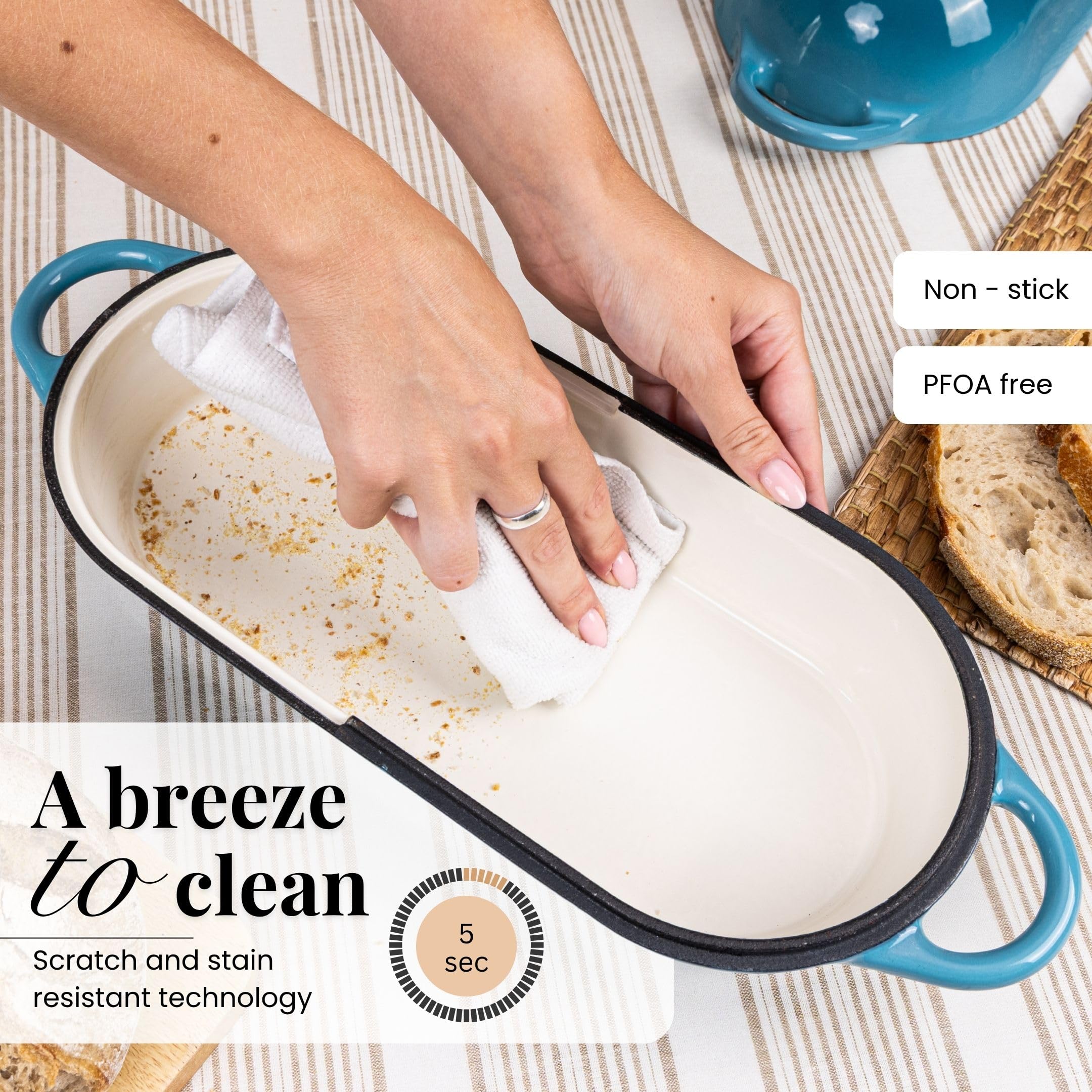 Nuovva bread loaf pot is oven-safe up to 500F for versatile cooking