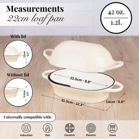 Nuovva enamelled cast iron bread pot cream, side view showing sturdy build