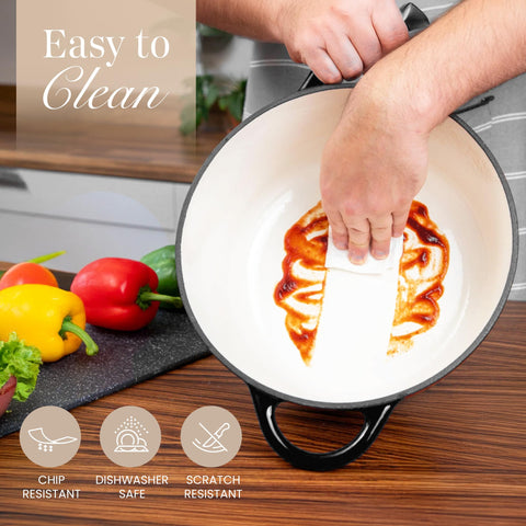 Nuovva enamelled cast iron Dutch oven in grey option for durability