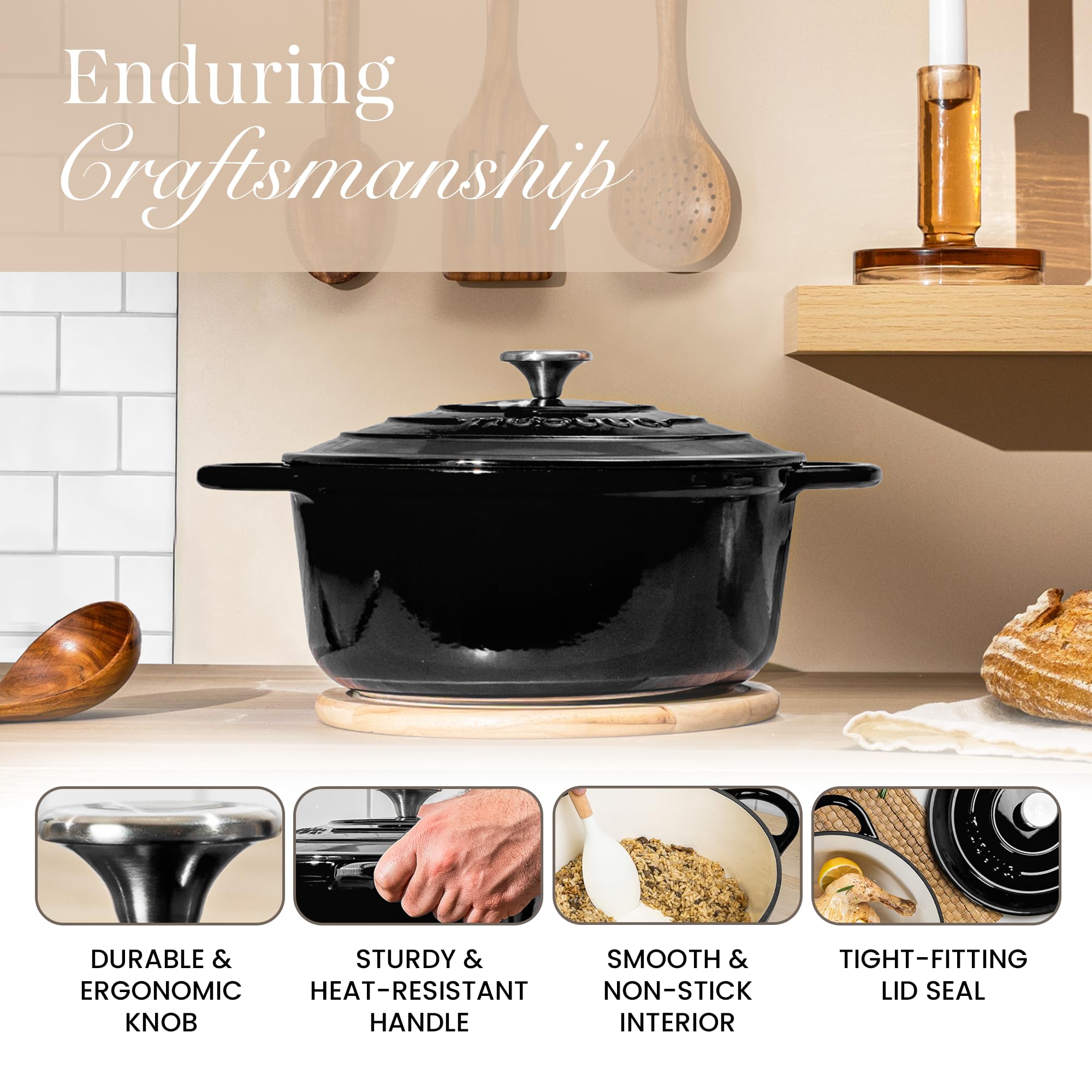 Nuovva enamelled cast iron Dutch oven in red option for kitchen color