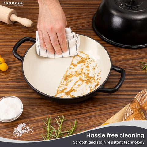 Nuovva Dutch oven in oven demonstrates even cooking and versatility