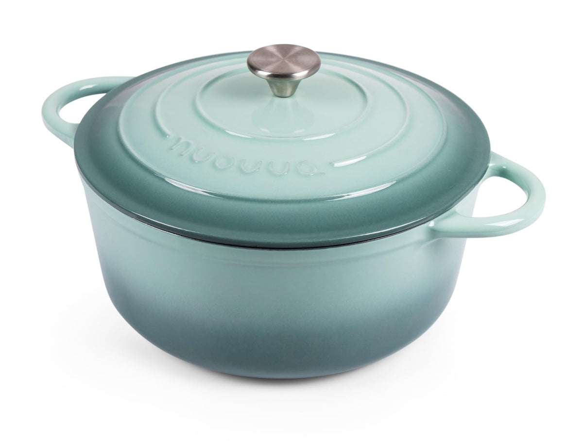 Nuovva enamelled cast iron Dutch oven Sea Salt 28cm with even heat and durable finish