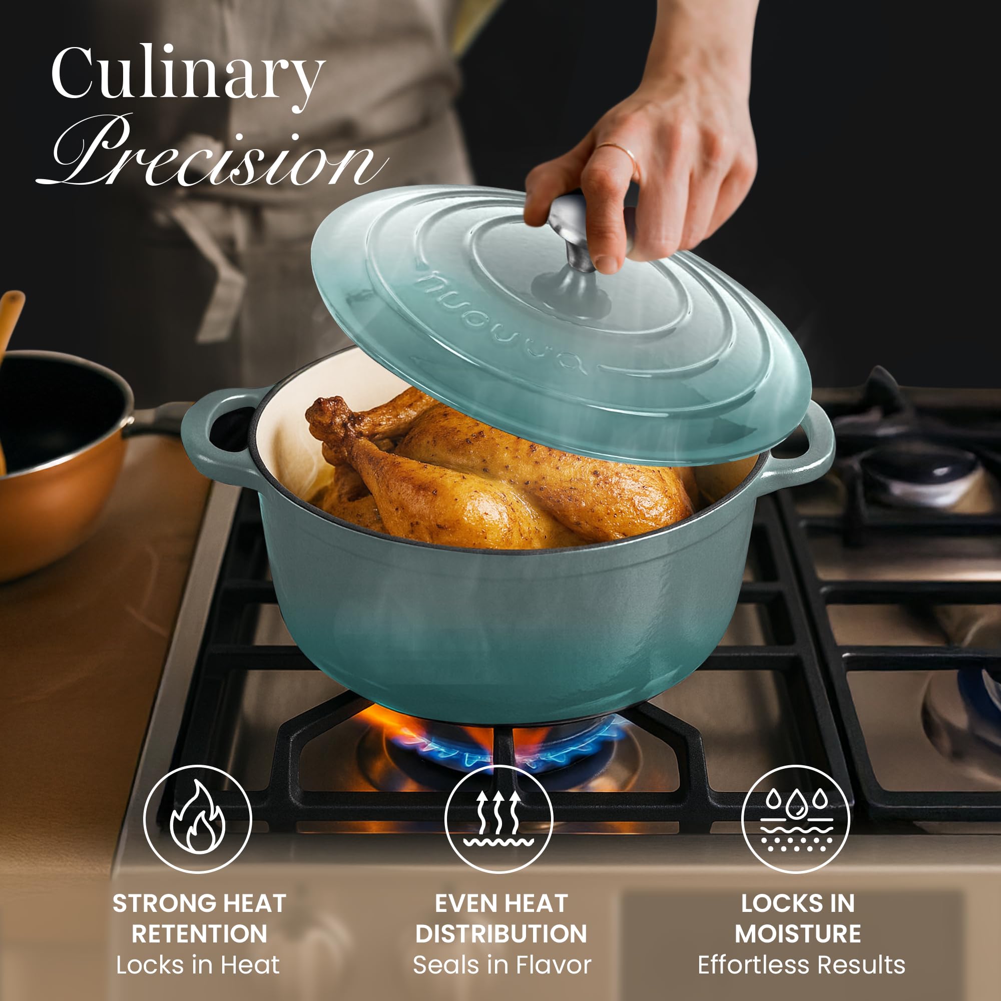 Nuovva round enamelled design blends classic style with practicality