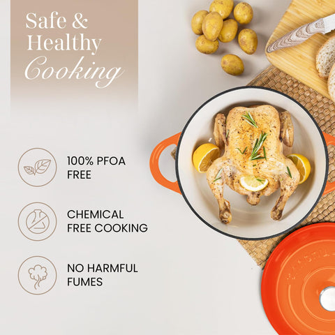 Nuovva enamelled interior close-up shows smooth non-stick surface.