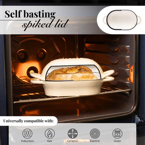 Nuovva loaf pan with lid visible in cream finish