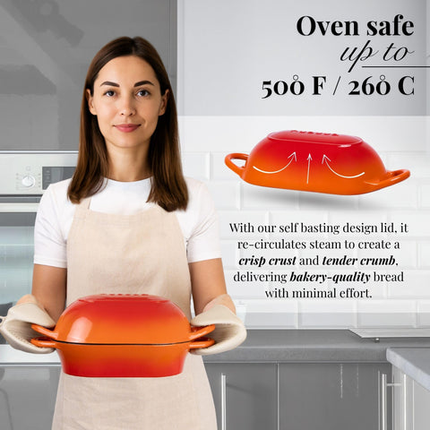 Nuovva oven-safe up to 500°F for high‑heat baking and roasting