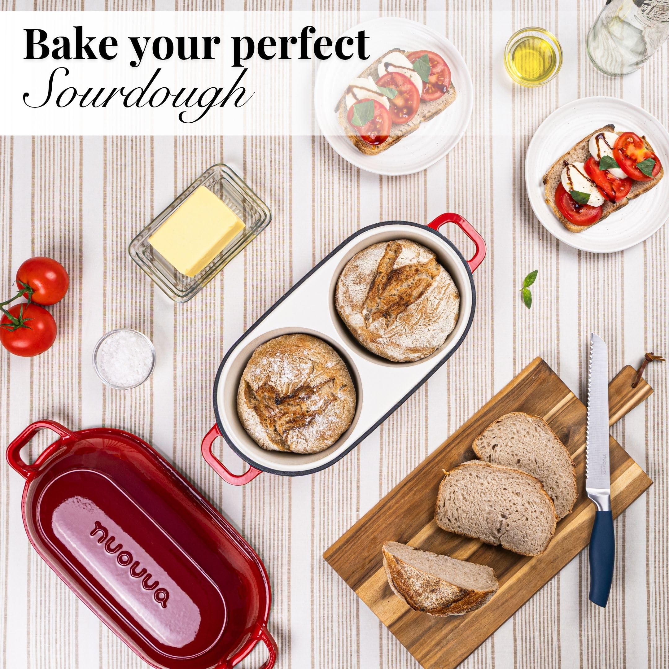 Nuovva two-loaf design supports batch baking and meal prep.