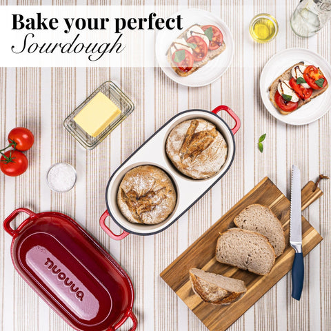 Nuovva two-loaf design supports batch baking and meal prep.