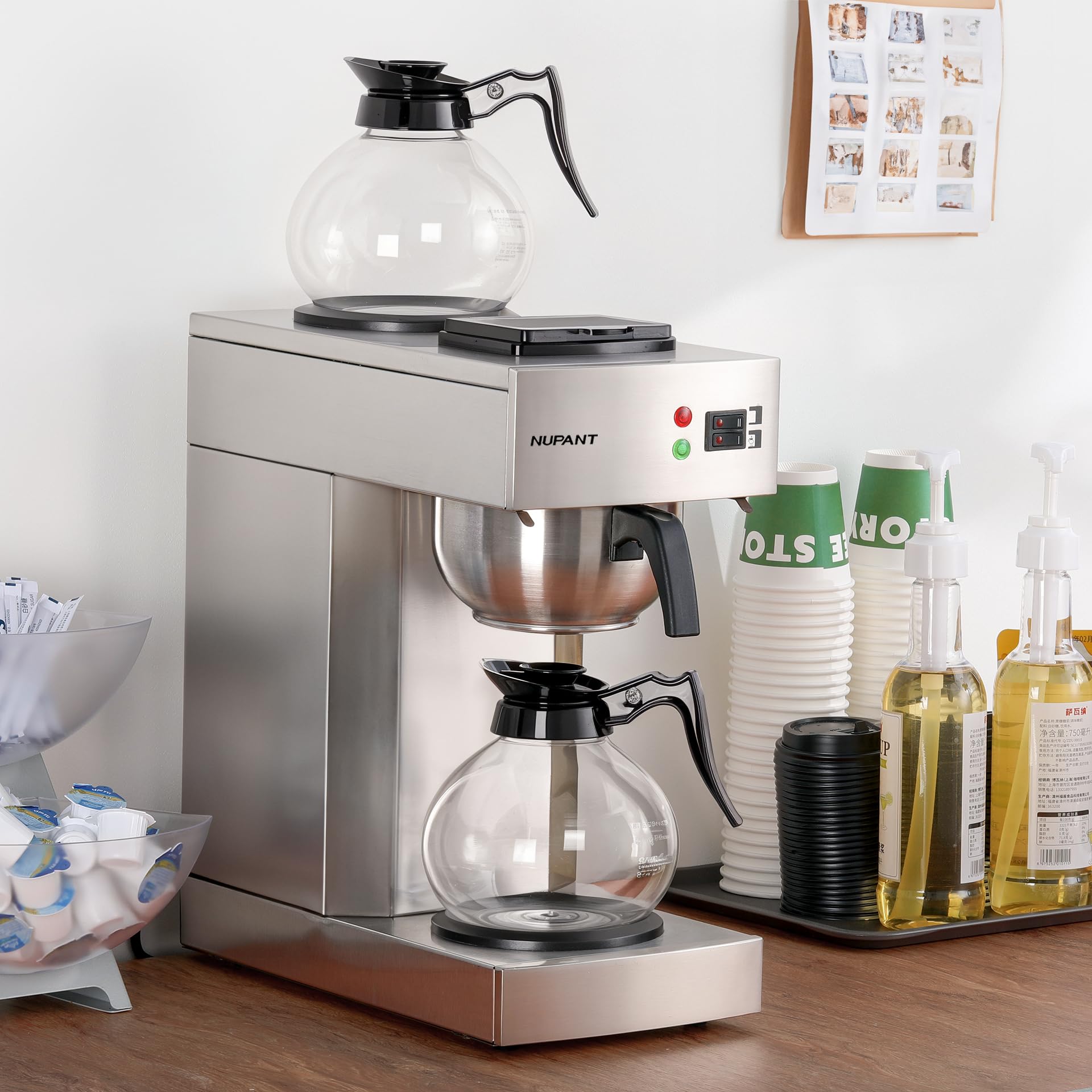 NUPANT two glass carafes support continuous brewing for events and high-traffic beverage stations.