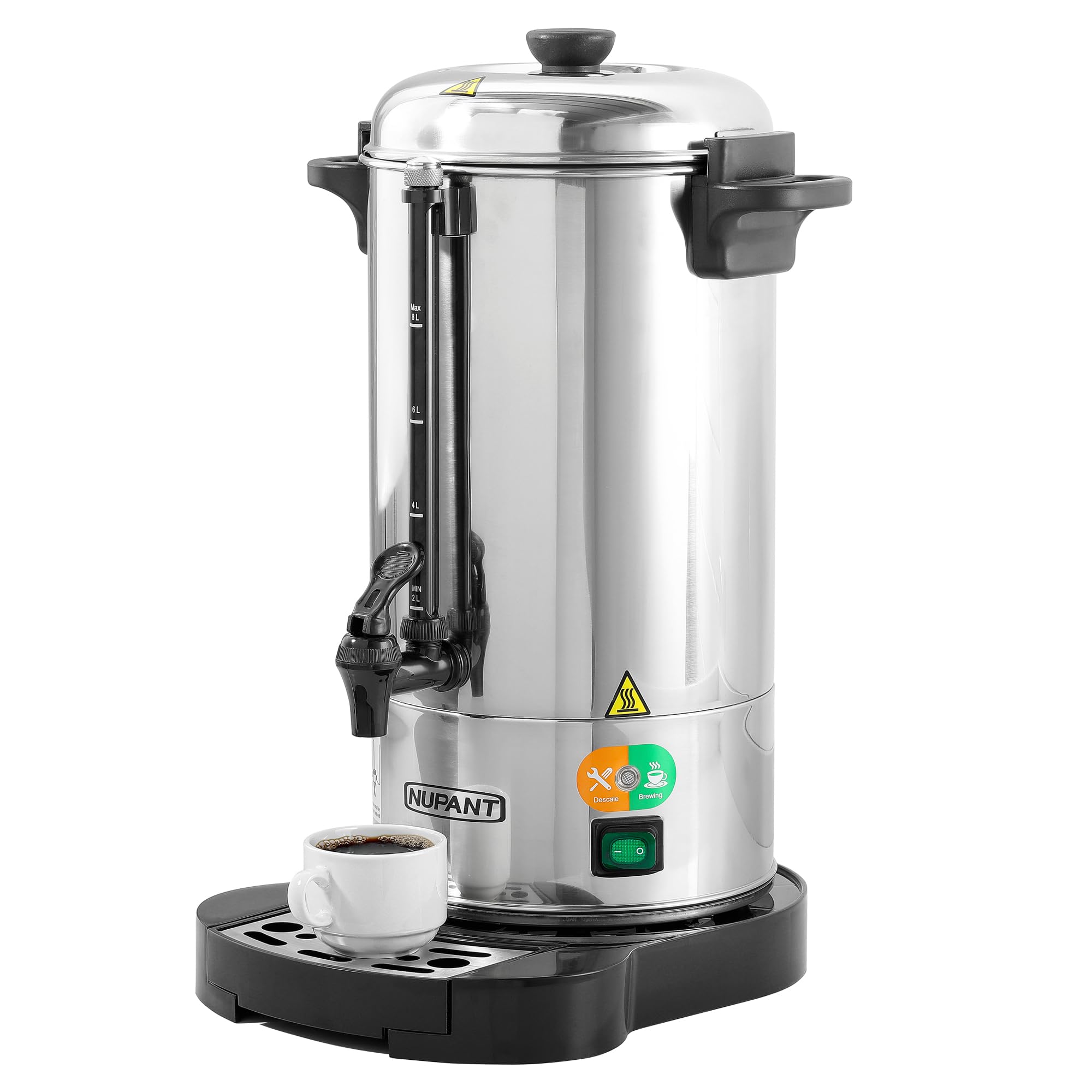 NUPANT commercial coffee urn 8L front view for efficient catering