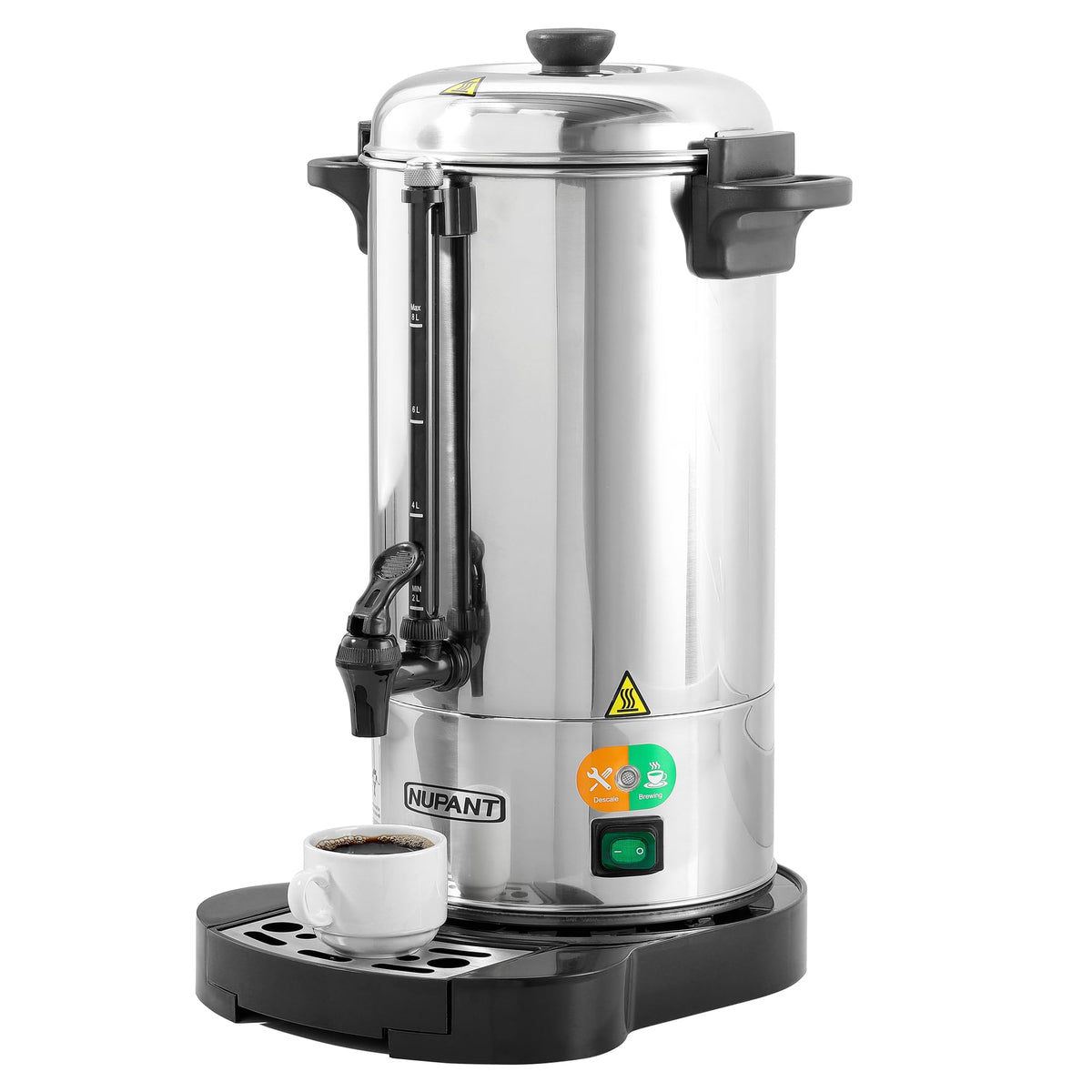 NUPANT commercial coffee urn 8L front view for efficient catering