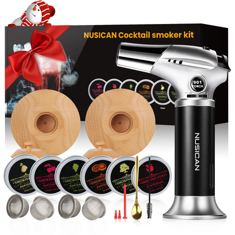 Nusican Cocktail Smoker Kit with torch for infused drinks and dramatic presentation