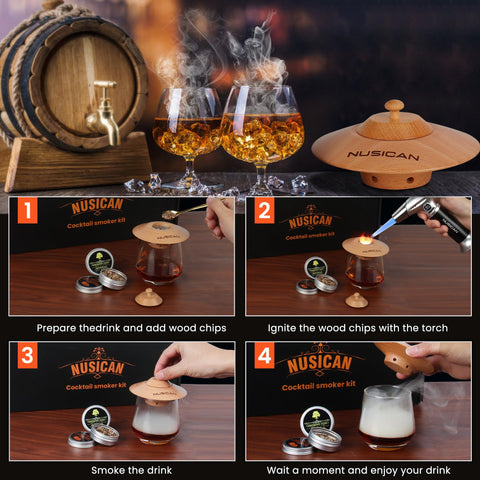 Nusican hickory wood chips for bold, savory smoke notes