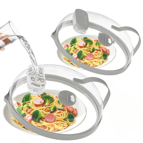 Nutikas microwave splatter cover 10-inch on plate keeps food moist during reheating