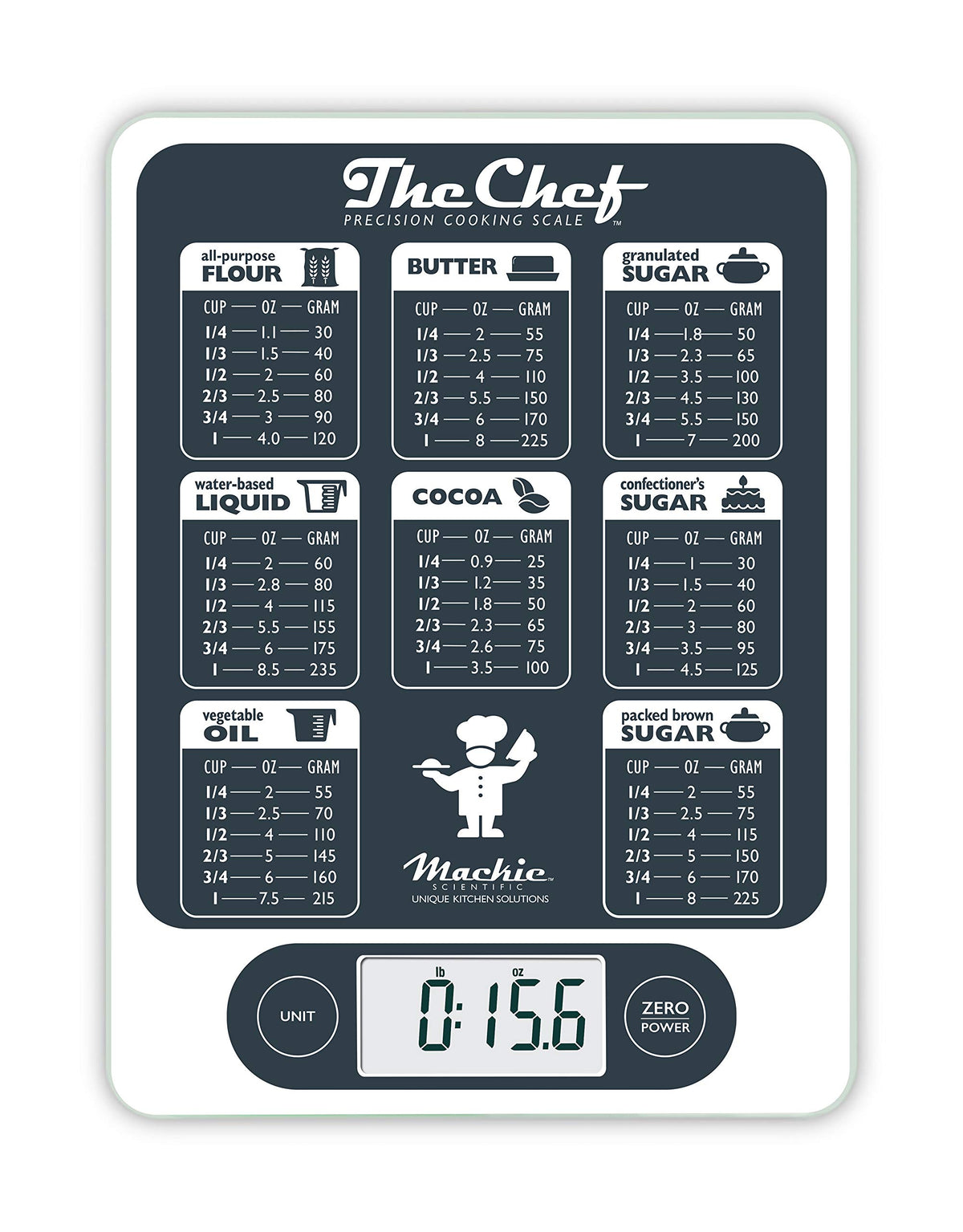 NutraTrack baking scale with glass top for precise recipe measurements.