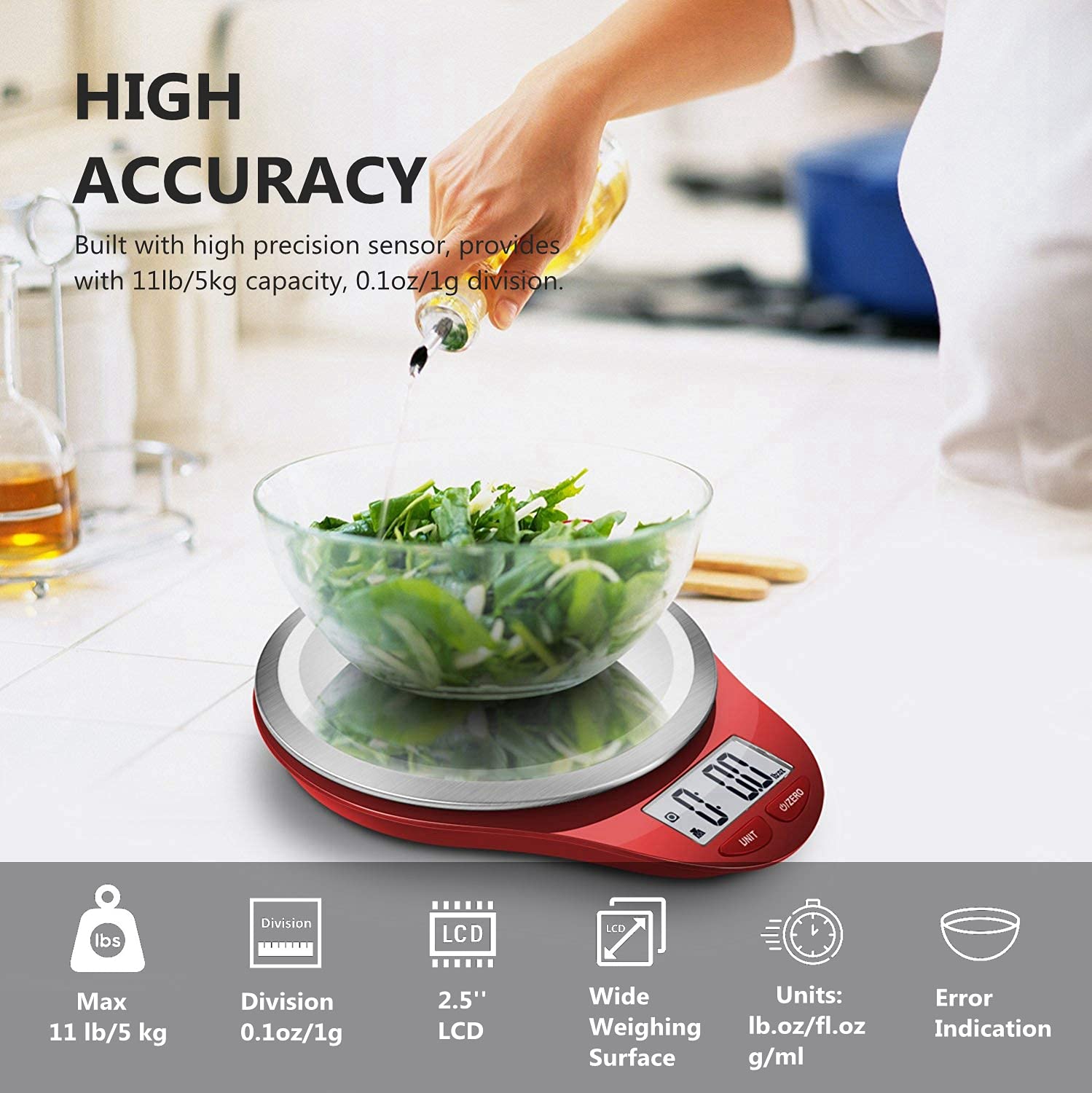 NUTRI FIT digital scale with large display for easy reading in a busy kitchen.