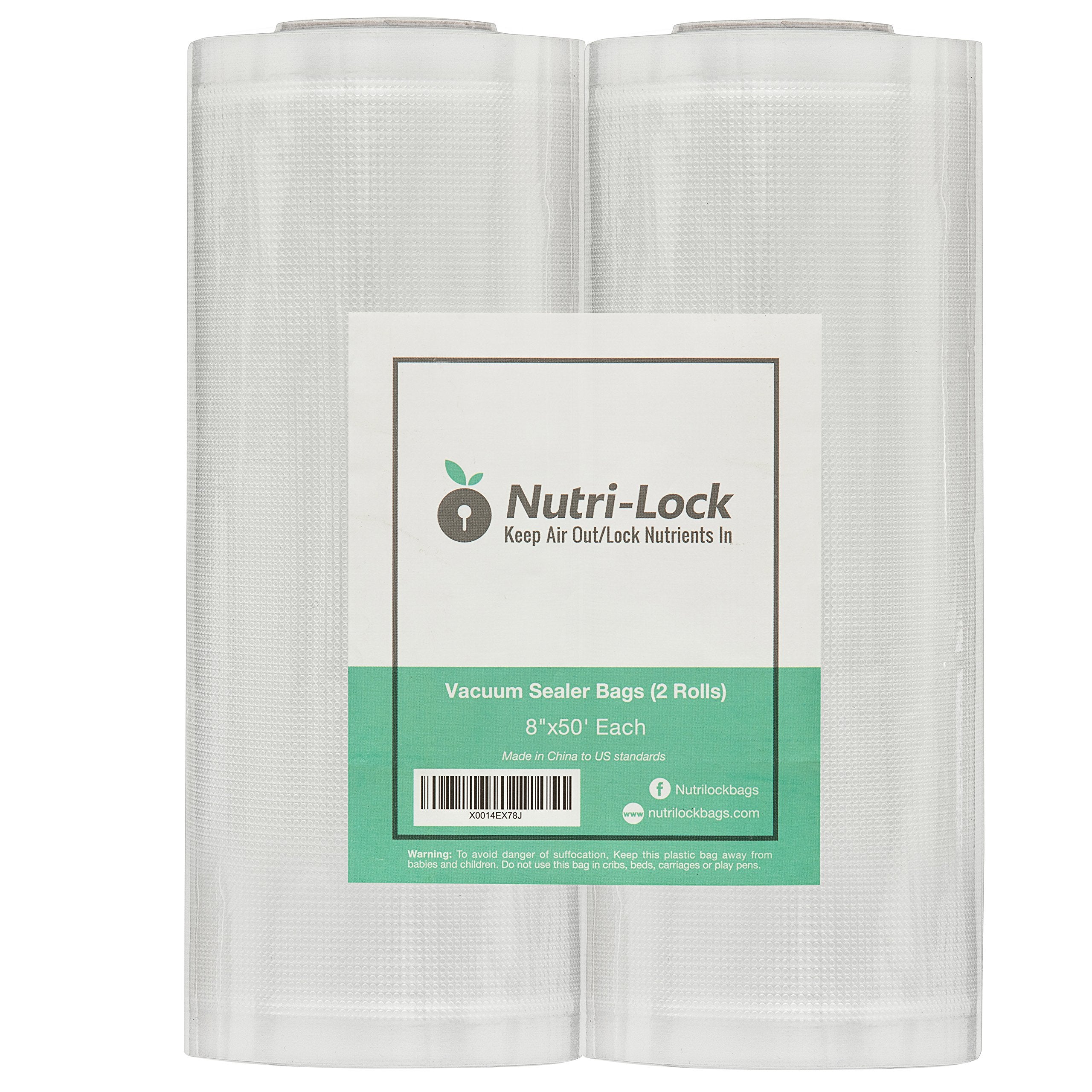 Nutri-Lock vacuum bags 8x50 rolls secure storage for sous vide prep