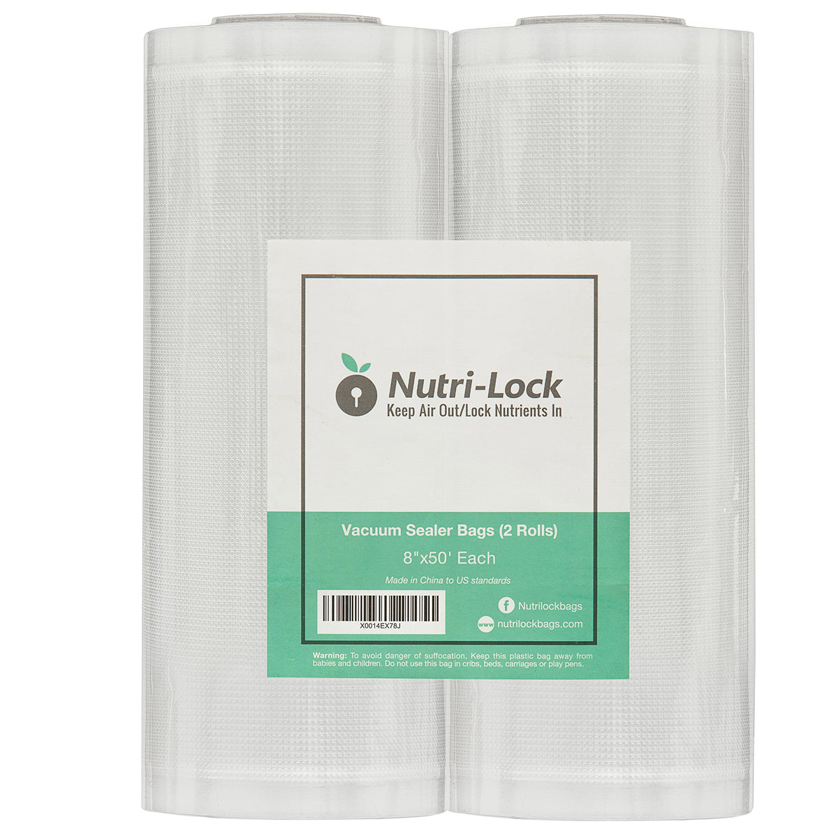 Nutri-Lock vacuum bags 8x50 rolls secure storage for sous vide prep