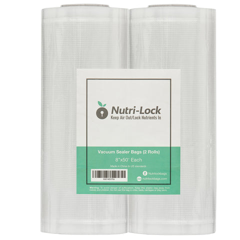 Nutri-Lock vacuum bags 8x50 rolls secure storage for sous vide prep