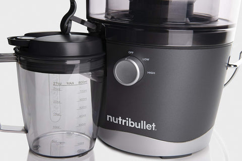 NutriBullet juicer 27oz juice-pitcher for fresh juice and easy storage.