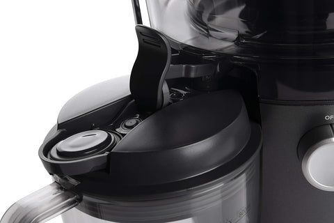 NutriBullet juicer pulp-basin with 3-inch chute enables whole-fruit juicing.