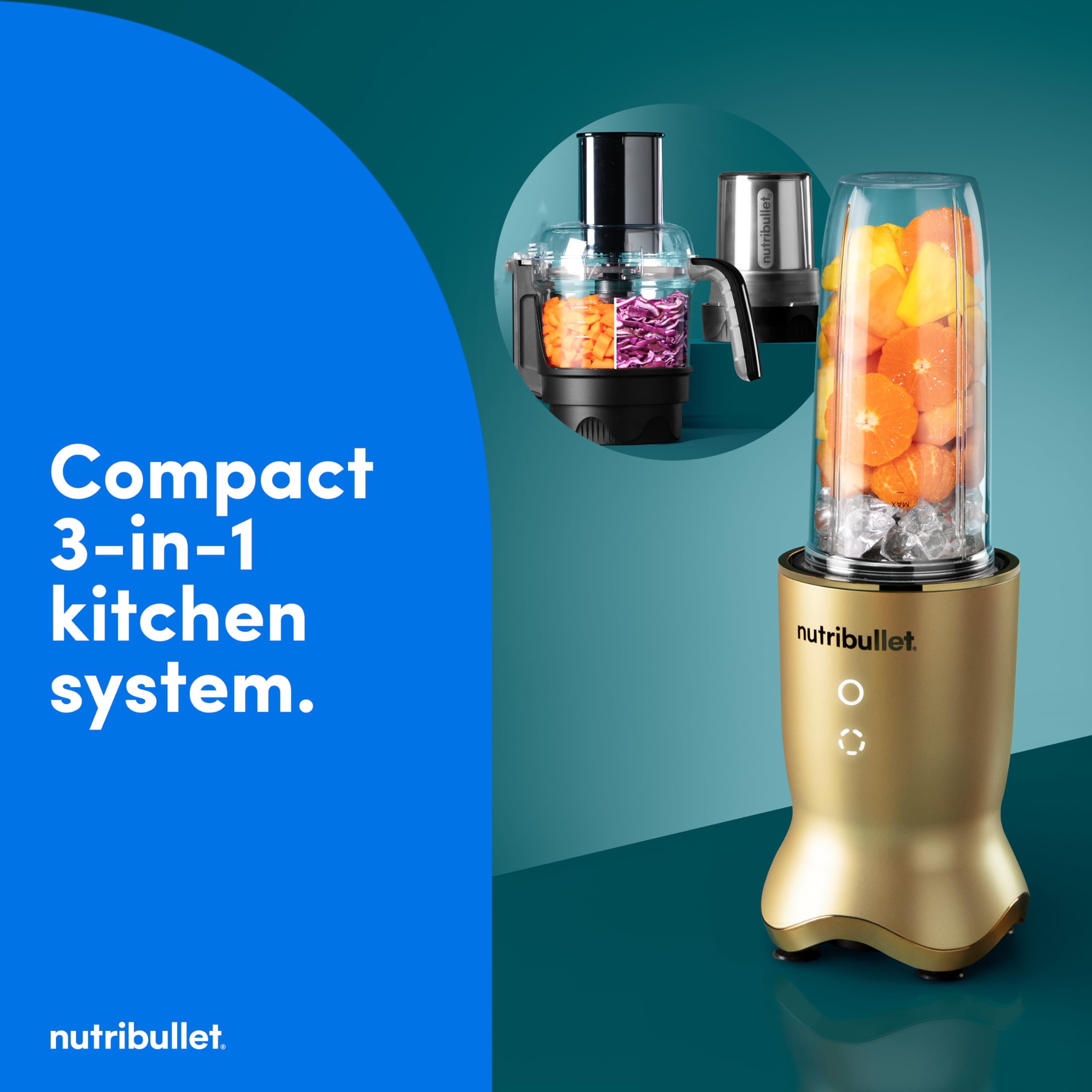 NutriBullet Ultra Plus food processor attachment for fast chopping.
