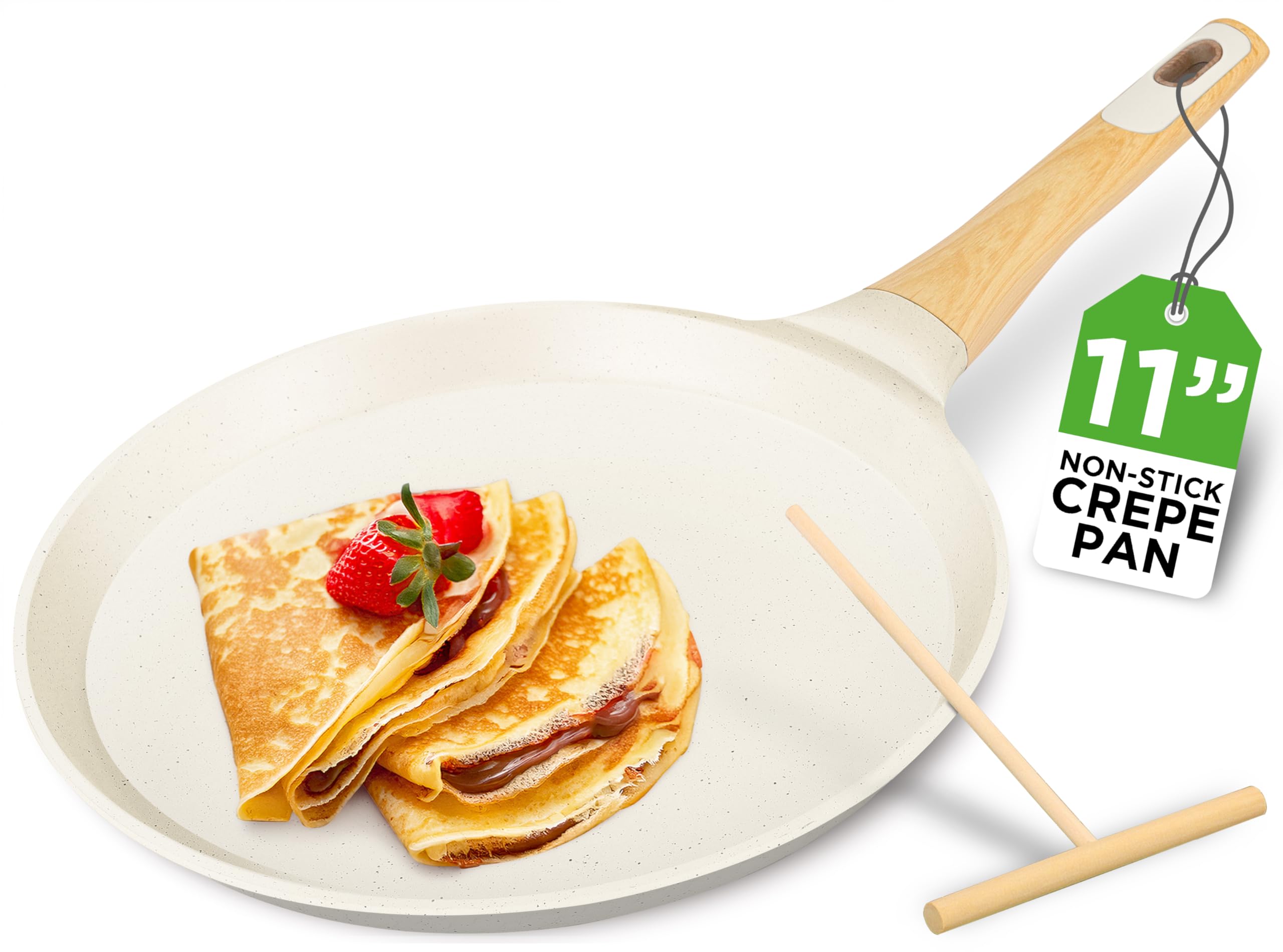NutriChef 11-inch crepe pan with marble coating for easy release and cleanup