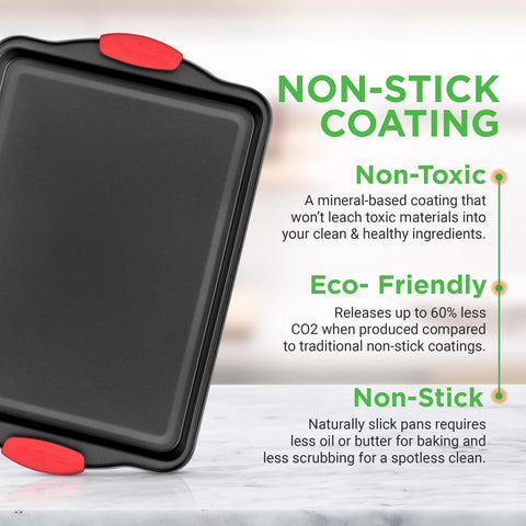 NutriChef large cookie pan with red handle, perfect for big batches and roasts.