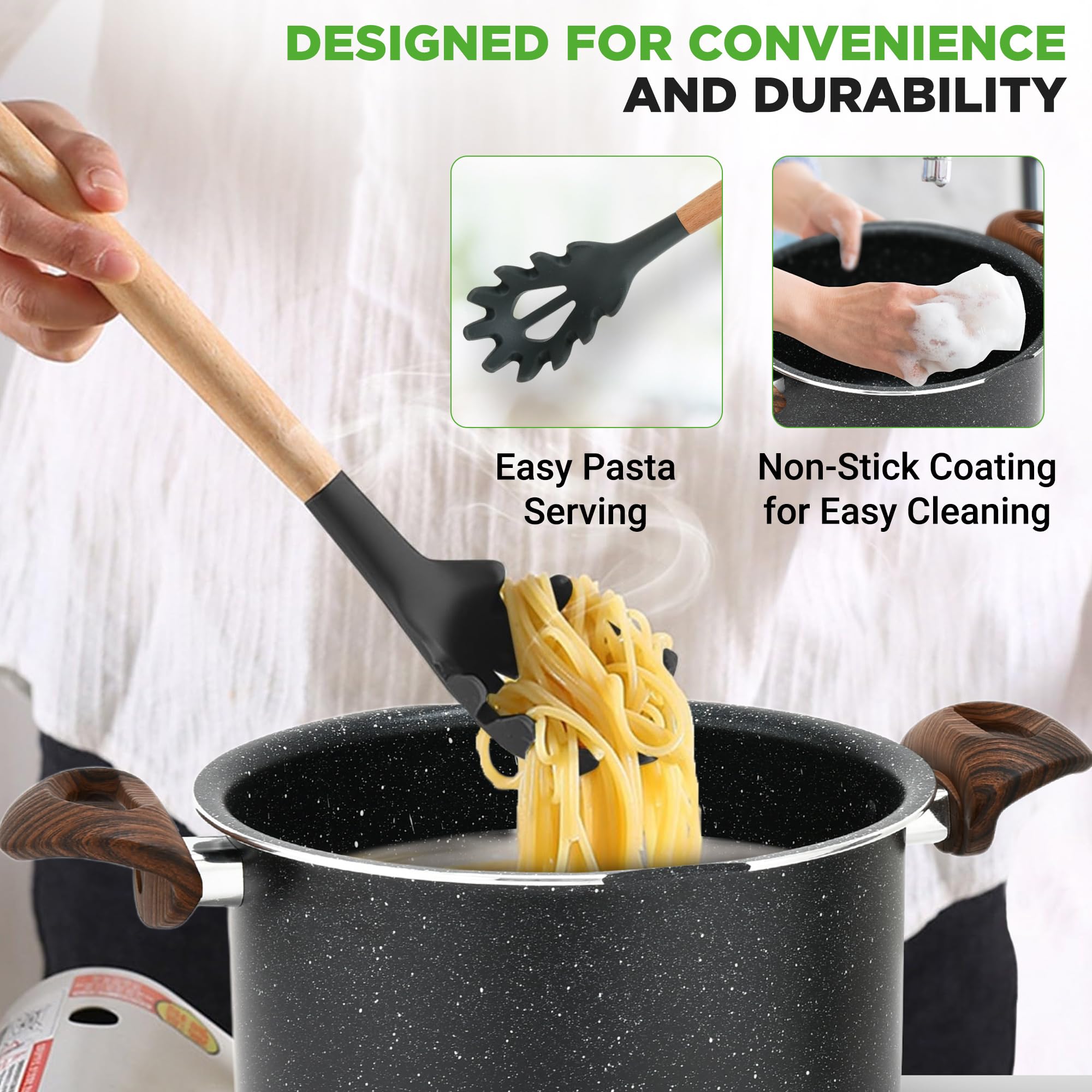 NutriChef non-stick surface on 5qt pot delivers easy cleaning after meals.