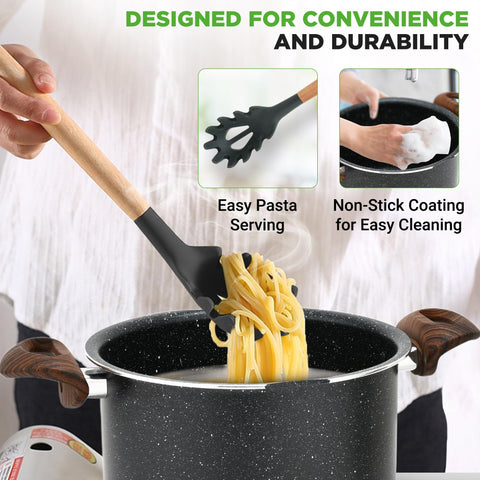 NutriChef non-stick surface on 5qt pot delivers easy cleaning after meals.