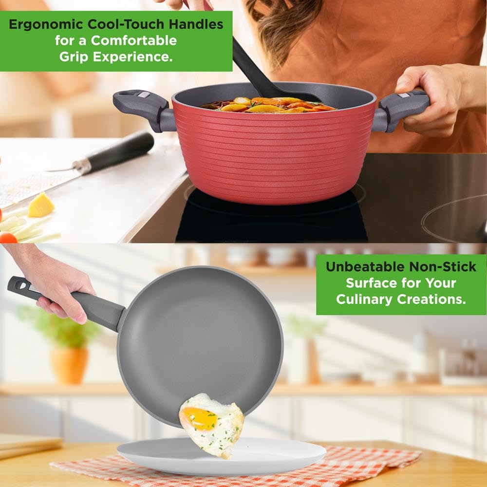 NutriChef 9.5-inch fry pan with ergonomic handle for precise sautéing