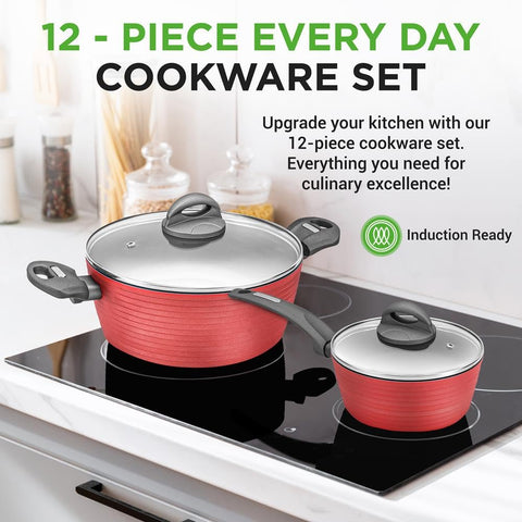 NutriChef cookware with cool-touch handles for safer, more comfortable cooking
