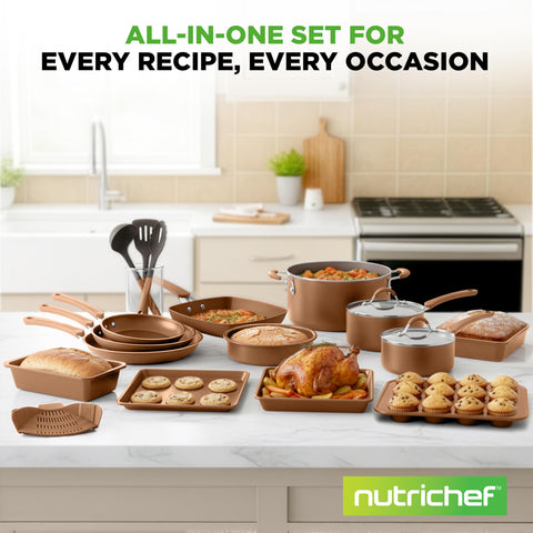 Nutrichef silicone utensils included for easy stirring and flipping.