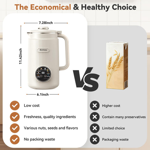 Nutrikeep keep-warm function maintains beverage temperature.