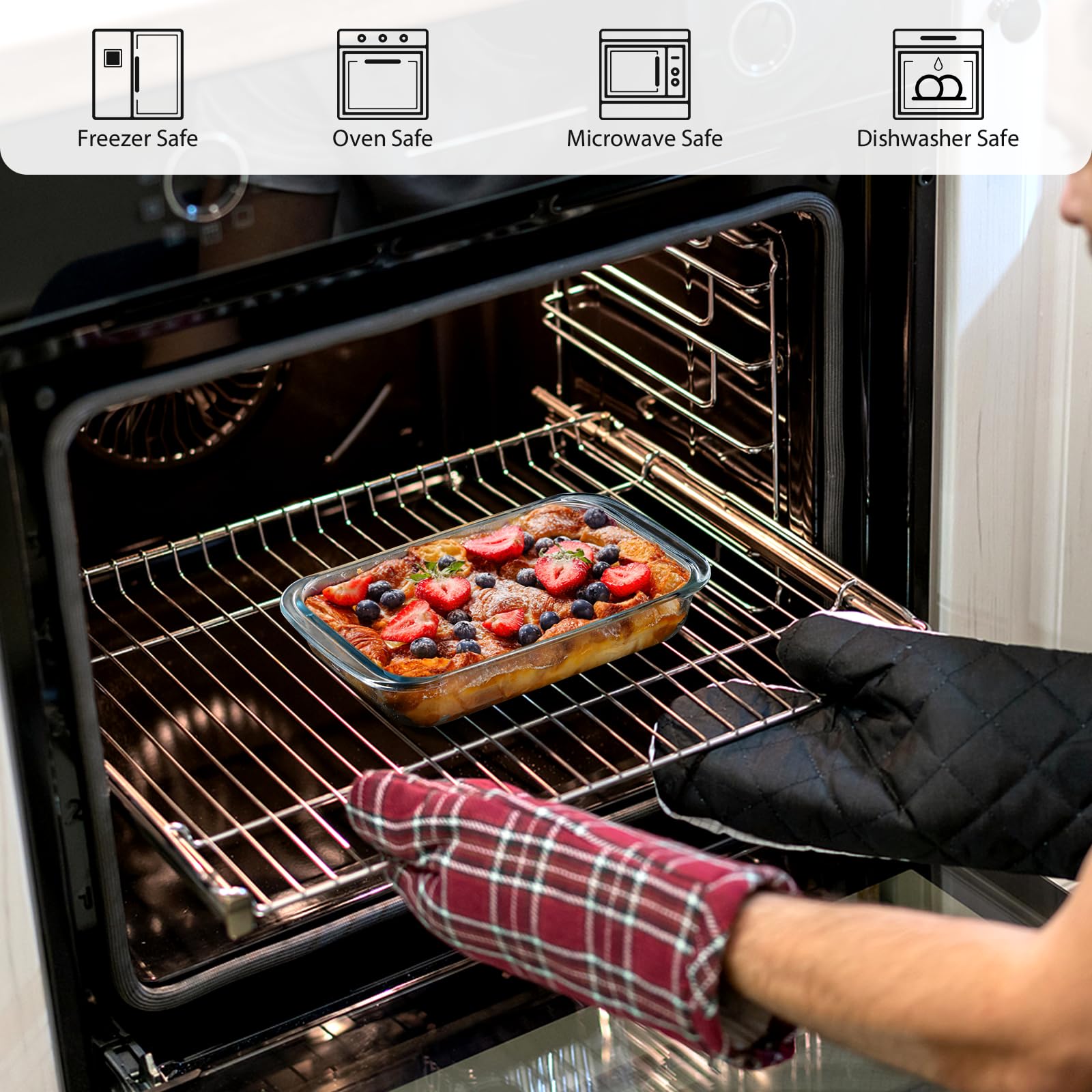 NUTRIUPS 1QT glass baking dish freezer-to-oven setup for make-ahead meals.