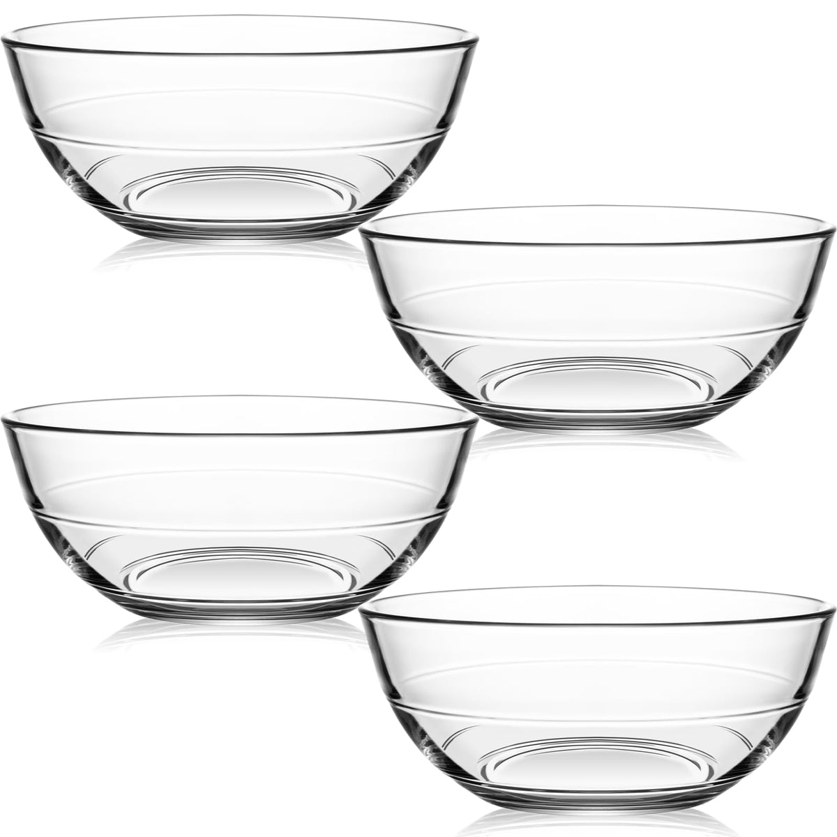 NUTRIUPS 4-pack tempered glass prep bowls set, ideal for mixing and serving.