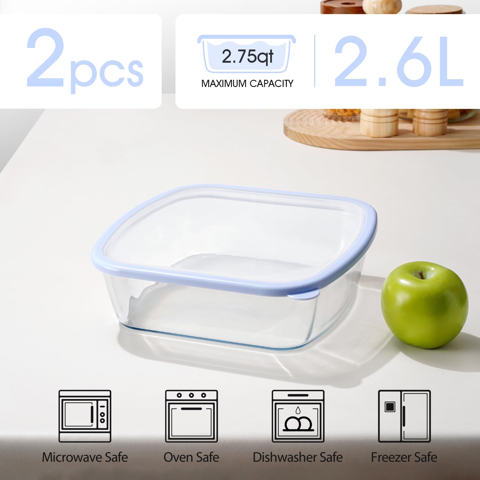 NUTRIUPS 9x9 baking pan viewed from top showing deep dish design