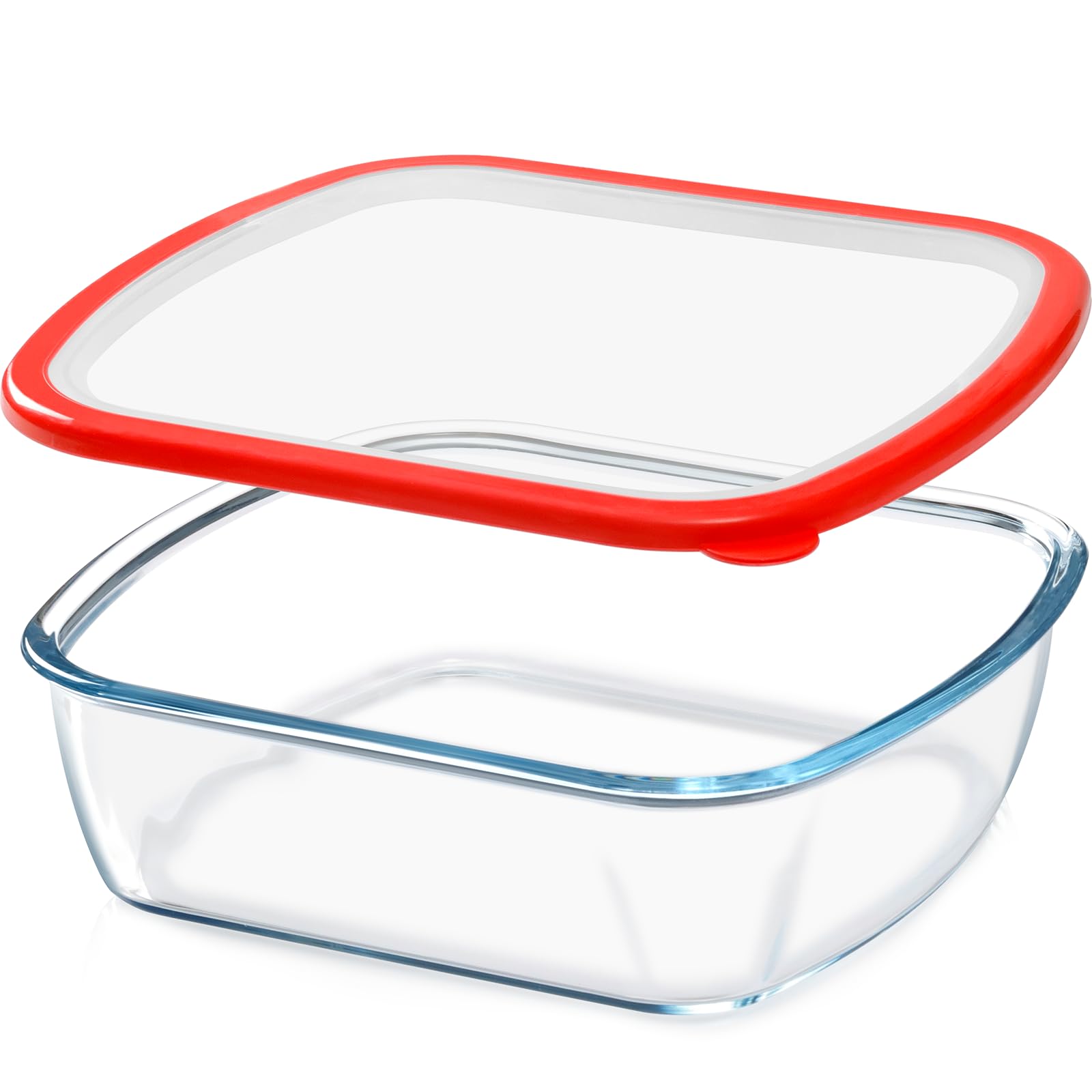 NUTRIUPS 9x9 glass baking dish with lid, storage-friendly for leftovers.
